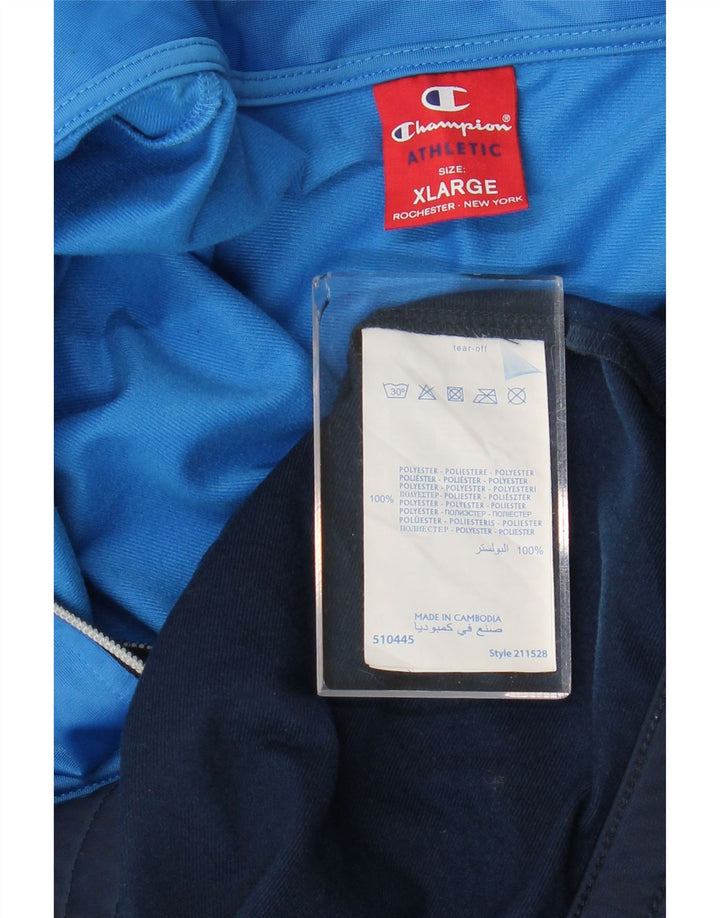 Champion Mens Tracksuit Top Jacket XL Navy Blue Colourblock Polyester
