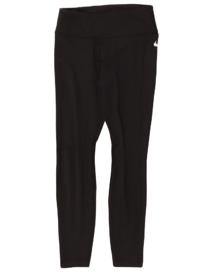 NIKE Womens Dri Fit Leggings UK 10 Small Black Polyester