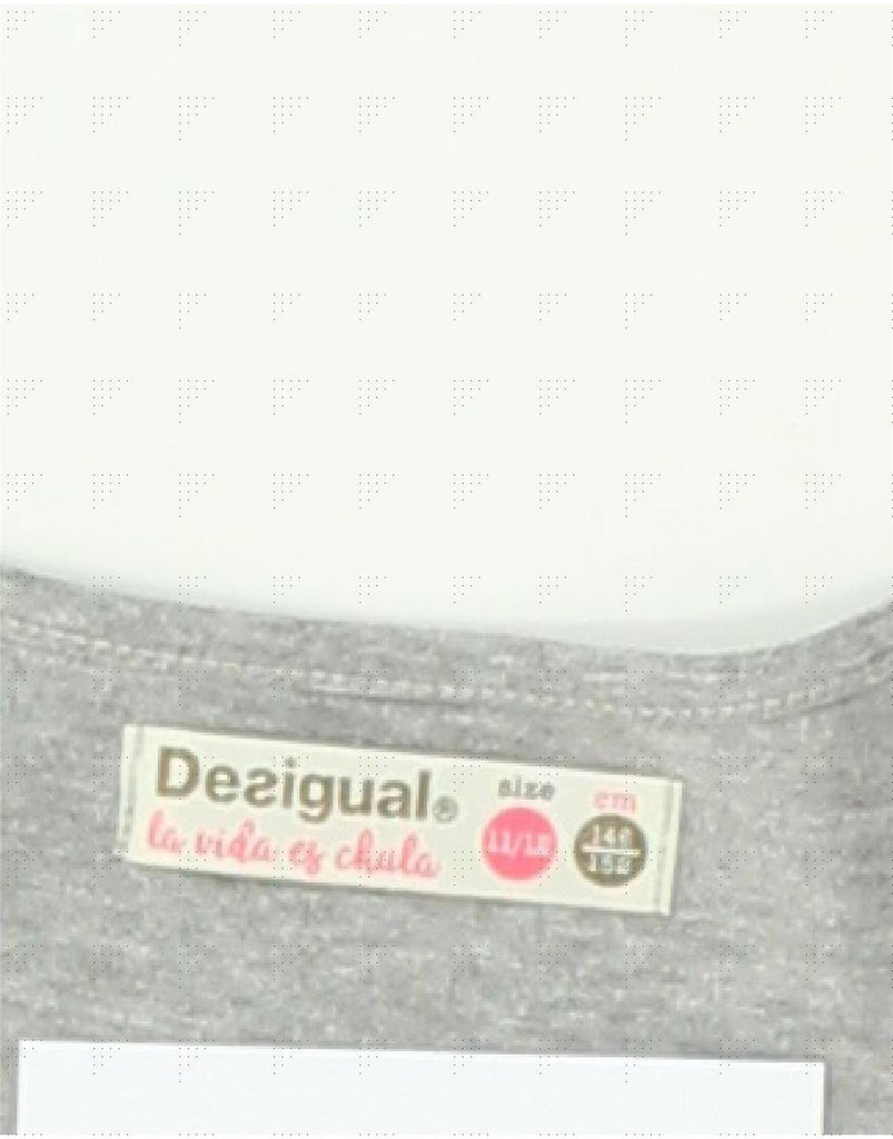 DESIGUAL Girls Graphic Long Sleeve T-Shirt Dress 11-12 Years Grey | Vintage Desigual | Thrift | Second-Hand Desigual | Used Clothing | Messina Hembry 