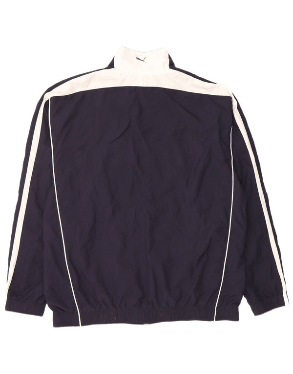 Puma Mens Tracksuit Top Jacket Large Navy Blue Colourblock Polyester