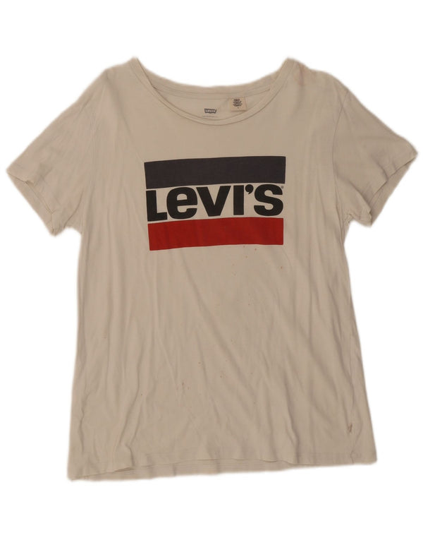 Levi's Womens Graphic T-Shirt Top UK 14 Medium White