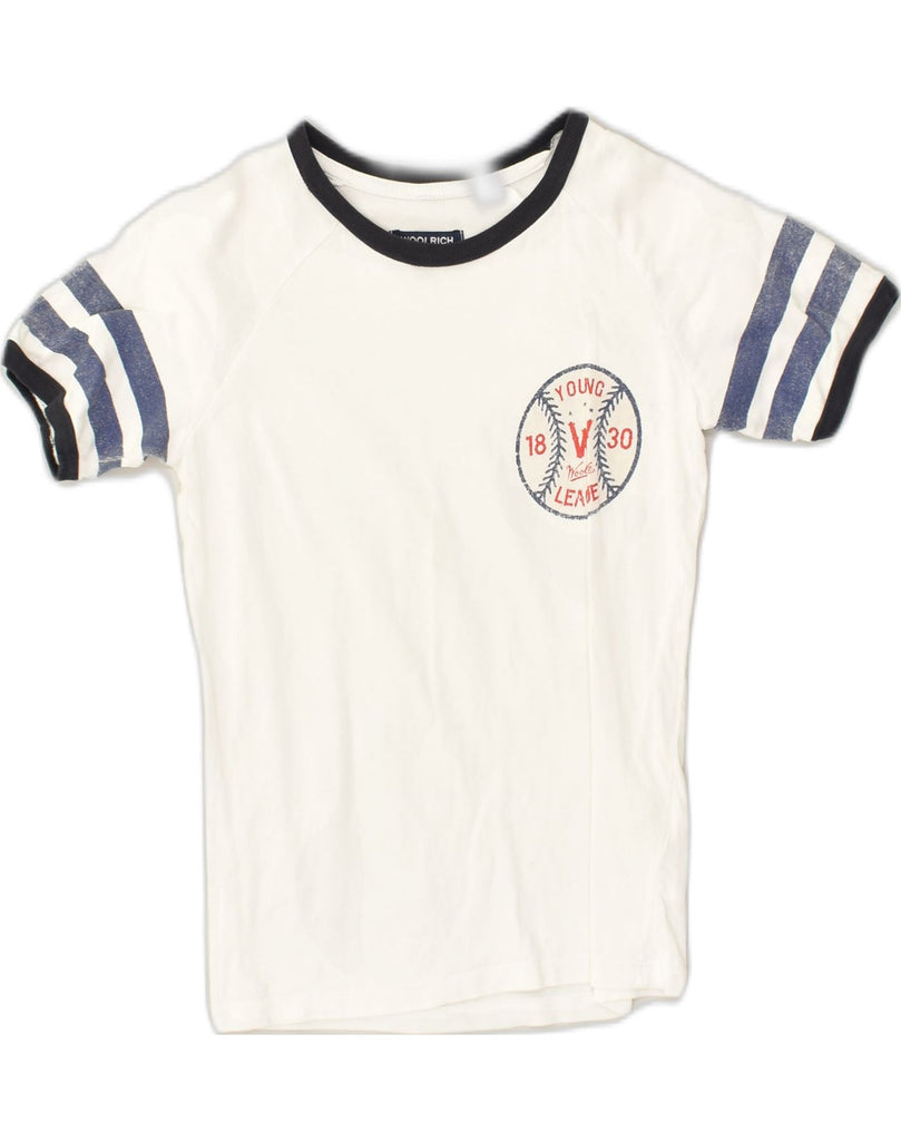 WOOLRICH Boys Graphic T-Shirt Top 7-8 Years White Cotton | Vintage Woolrich | Thrift | Second-Hand Woolrich | Used Clothing | Messina Hembry 