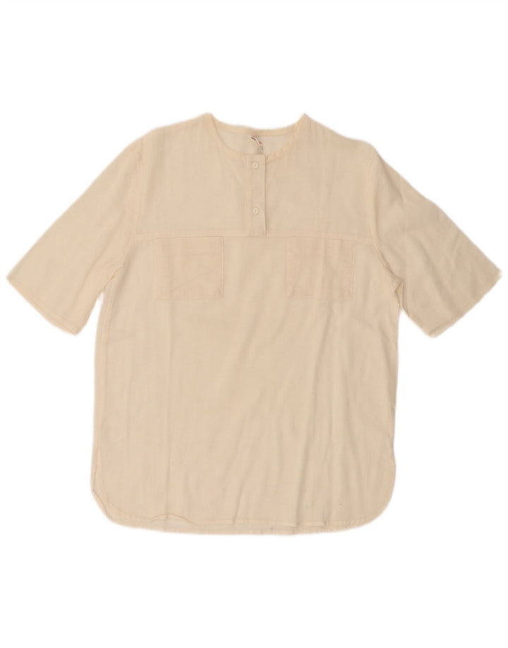VINTAGE Womens Blouse Top EU 38 Medium Off White Cotton