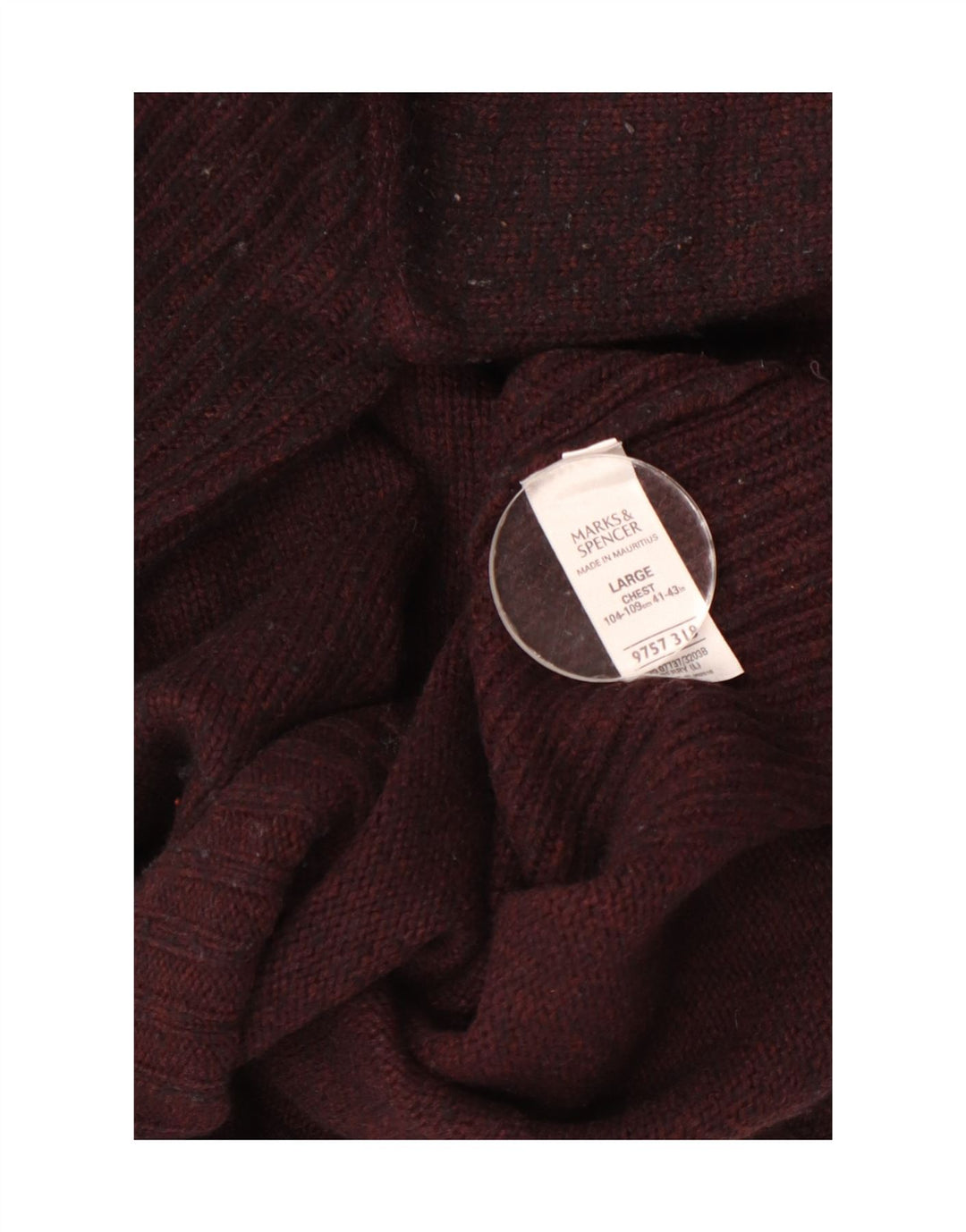 Marks & Spencer Mens Zip Neck Jumper Sweater Large Burgundy Lambswool