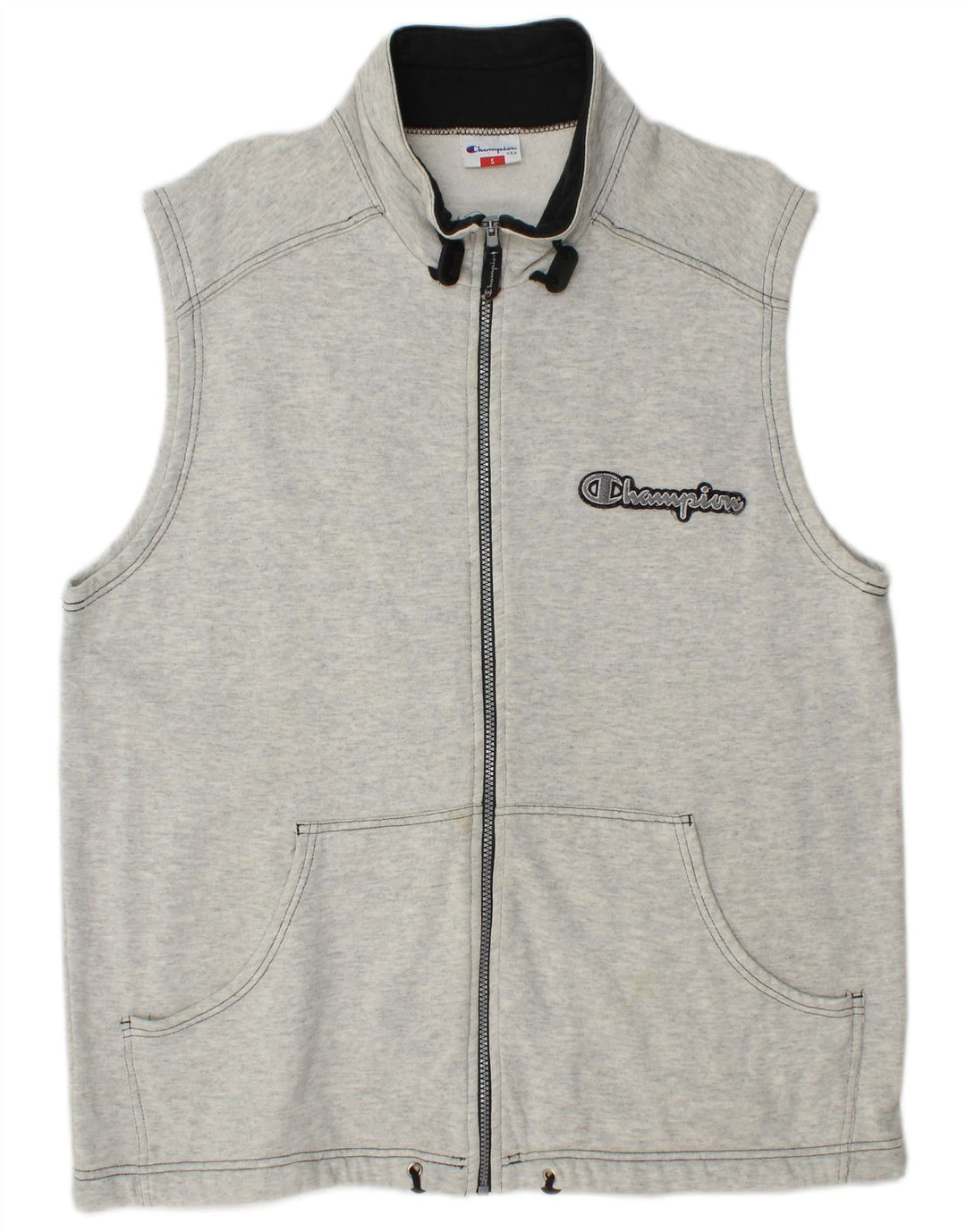 Champion Mens Graphic Sleeveless Tracksuit Top Jacket Small Grey Cotton