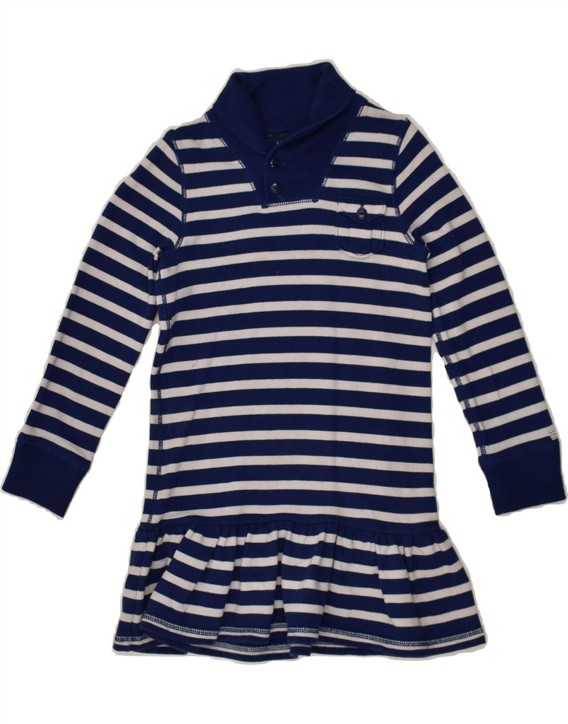 RALPH LAUREN Girls Sweatshirt Dress 5-6 Years Blue Striped Cotton | Vintage Ralph Lauren | Thrift | Second-Hand Ralph Lauren | Used Clothing | Messina Hembry 