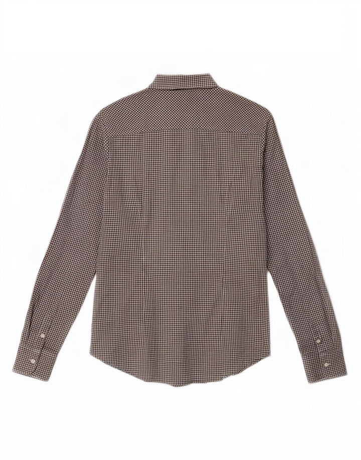Tommy Hilfiger Womens Stretch Shirt US 10 Large Black Gingham Cotton