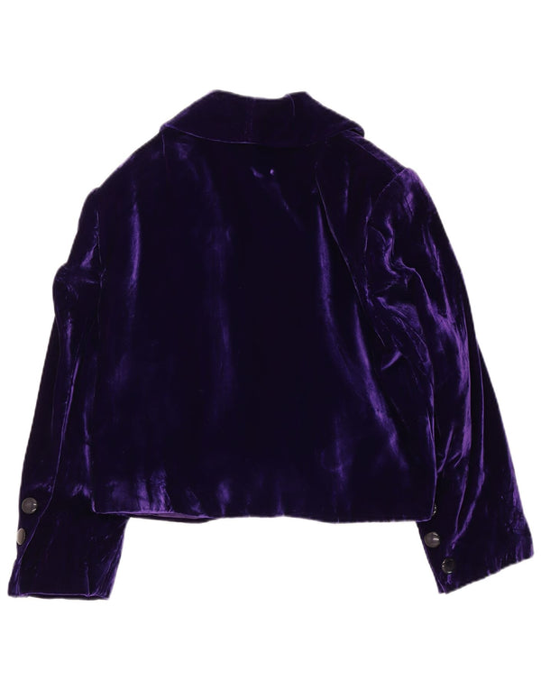 Vintage Womens Crop Velvet Open Bolero Jacket UK 14 Medium Purple