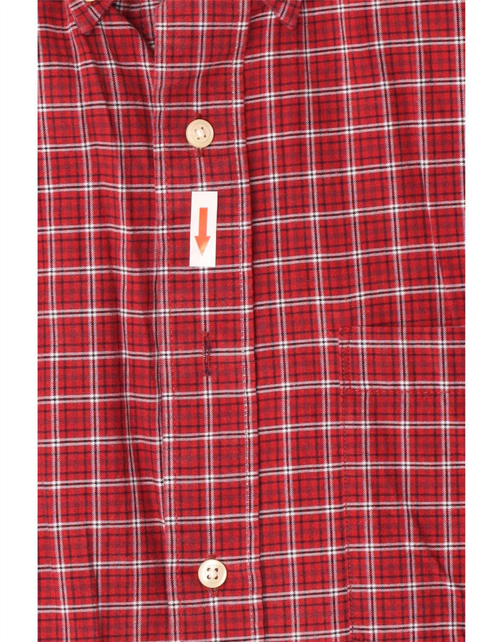 Izod Mens Shirt Medium Burgundy Plaid Cotton