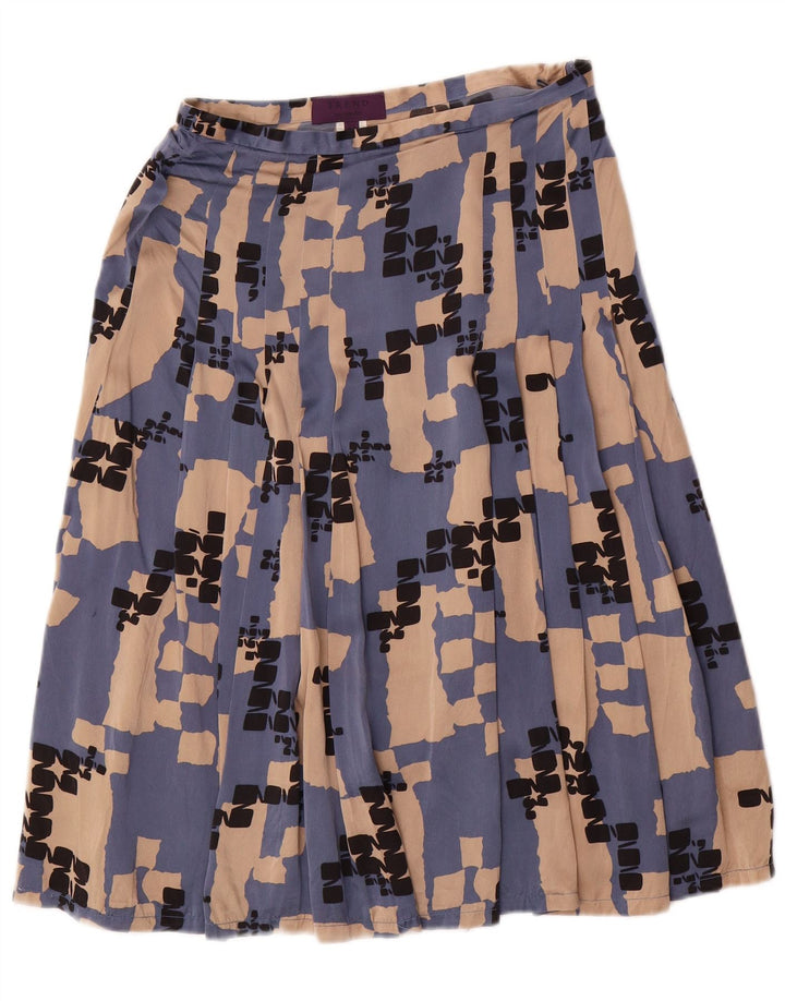 LES COPAINS Womens 2 Piece Skirt Set IT 42 Medium W28 Blue Geometric Silk