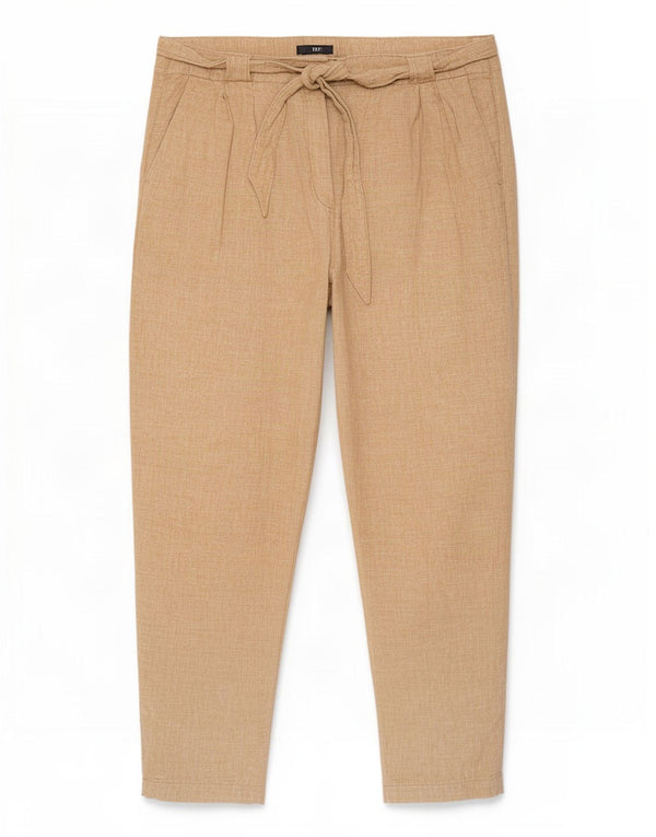 Marks & Spencer Womens Tapered Chino Trousers UK 18 XL W38 L29 Beige Linen
