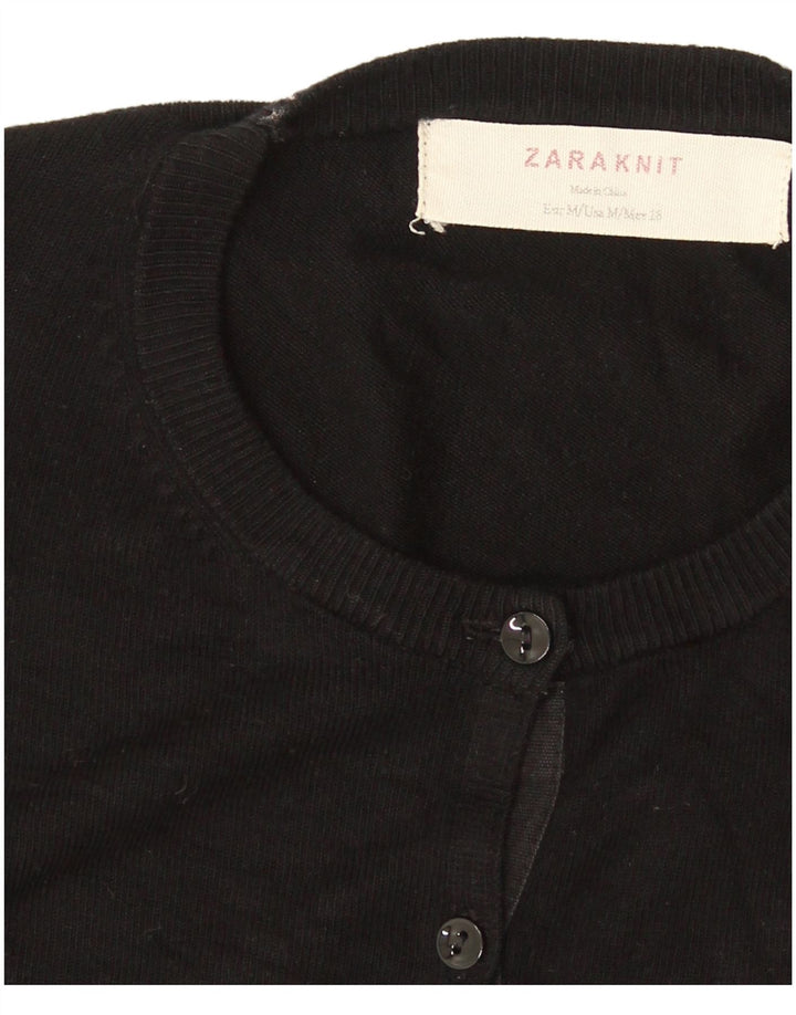 Zara Womens Cardigan Sweater UK 12 Medium Black