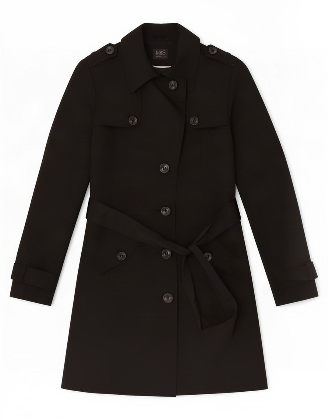 Marks & Spencer Womens Trench Coat UK 12 Medium Black Polyester