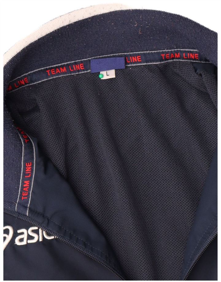 Asics Mens Tracksuit Top Jacket Large Navy Blue Polyester