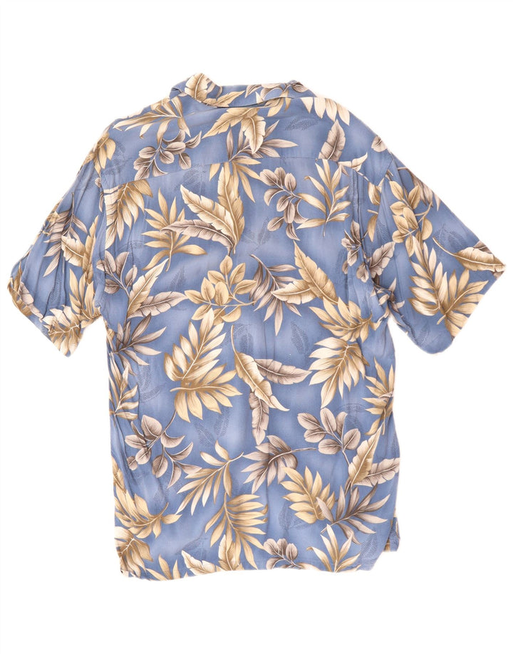 PIERRE CARDIN Mens Short Sleeve Shirt Small Blue Floral Rayon