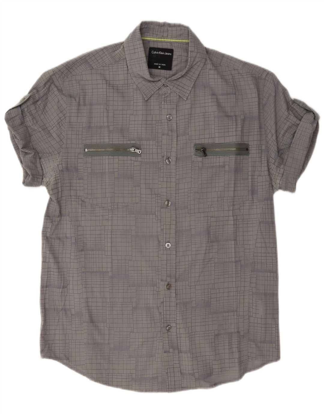 Calvin Klein Jeans Mens Shirt Medium Grey Check Cotton