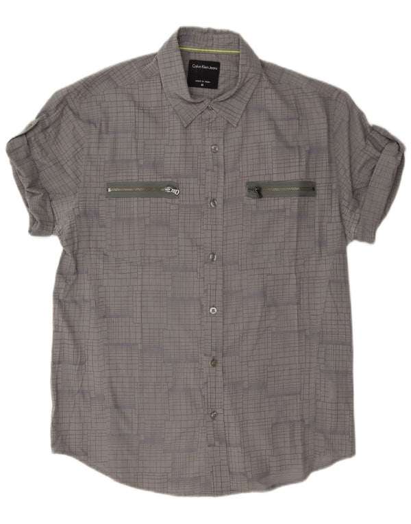 Calvin Klein Jeans Mens Shirt Medium Grey Check Cotton