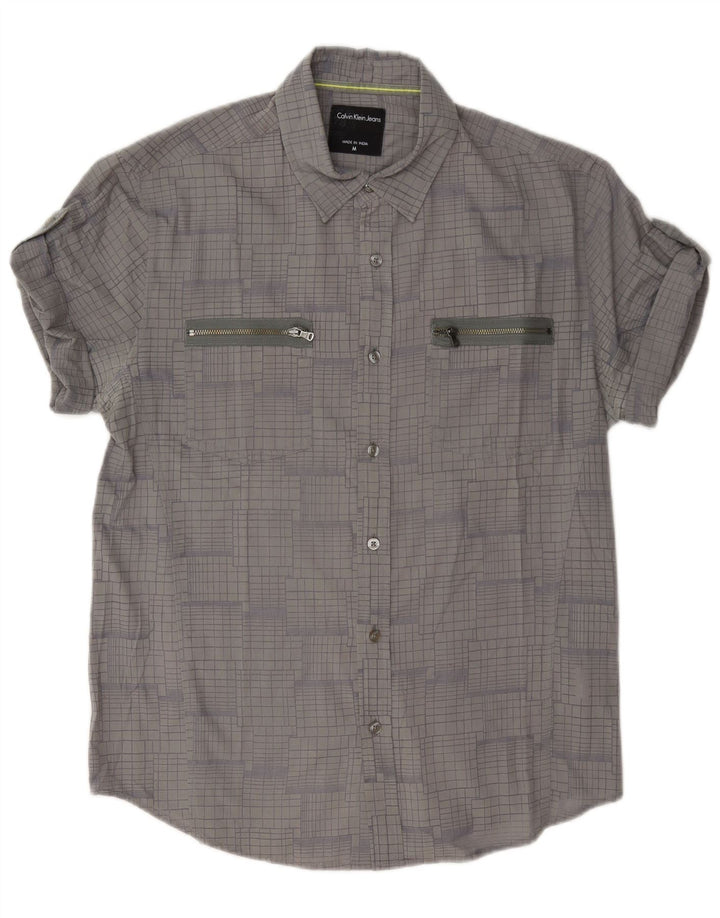 Calvin Klein Jeans Mens Shirt Medium Grey Check Cotton