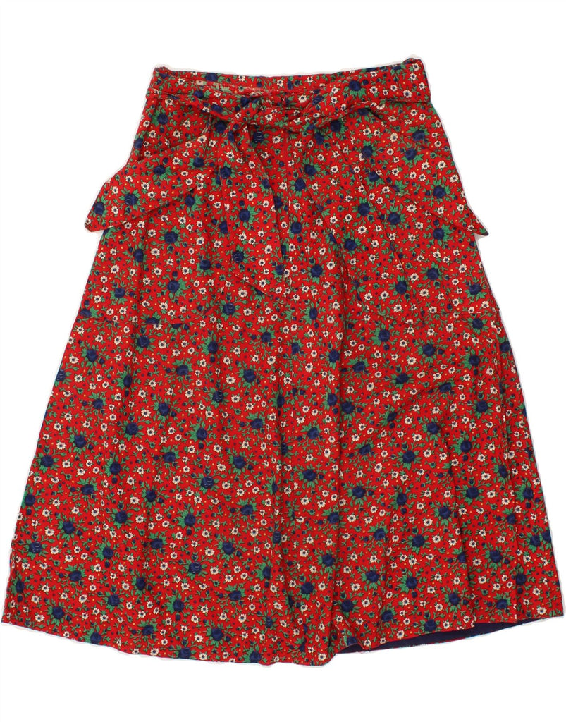 VINTAGE Womens A-Line Skirt W26 Small Red Floral Vintage Vintage and Second-Hand Vintage from Messina Hembry 