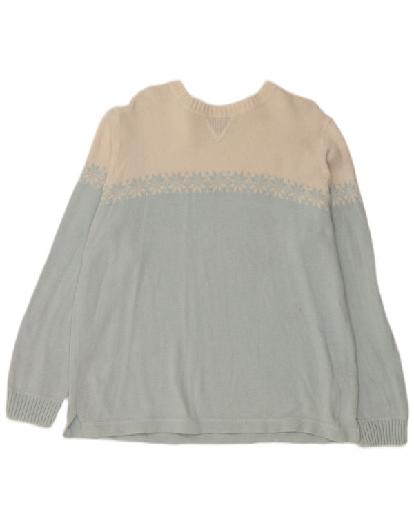 Eddie Bauer Womens Boat Neck Jumper Sweater UK 16 Large Blue Colourblock