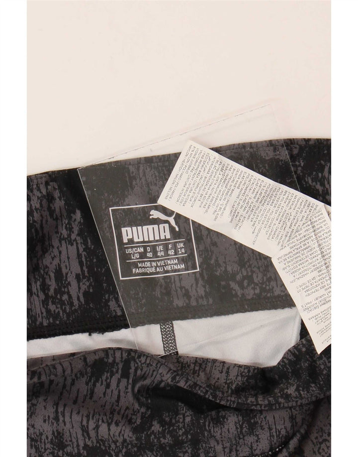 Puma Womens Leggings UK 14 Large Black Tie Dye Polyester