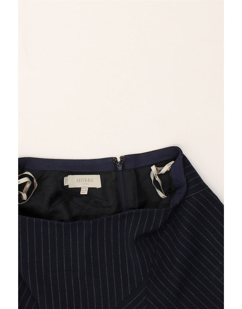 HOBBS Womens A-Line Skirt UK 10 Small W30 Navy Blue Pinstripe Polyester | Vintage Hobbs | Thrift | Second-Hand Hobbs | Used Clothing | Messina Hembry 