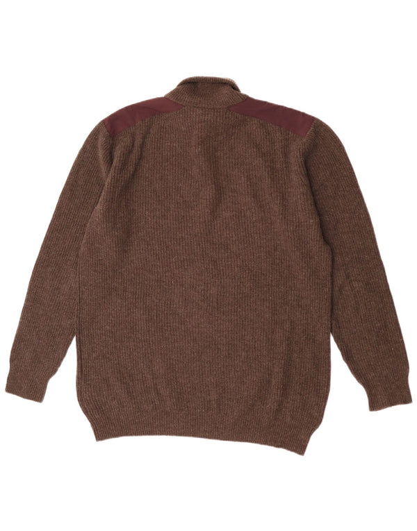 Kappa Mens Button Neck Jumper Sweater 2XL Brown Colourblock Wool