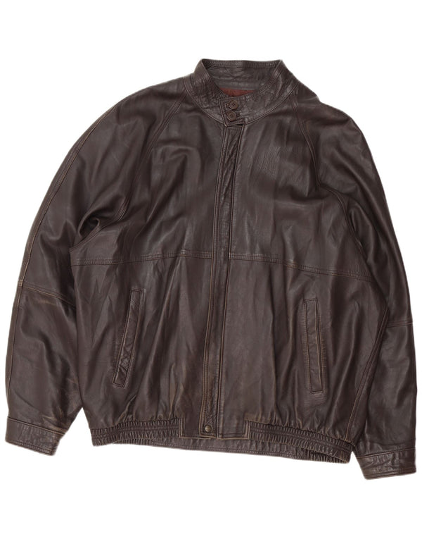 Vintage Mens Leather Jacket IT 62 4XL Black