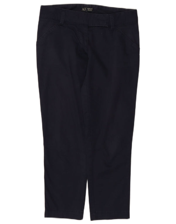 Armani Womens Straight Casual Trousers W27 L25 Navy Blue Cotton