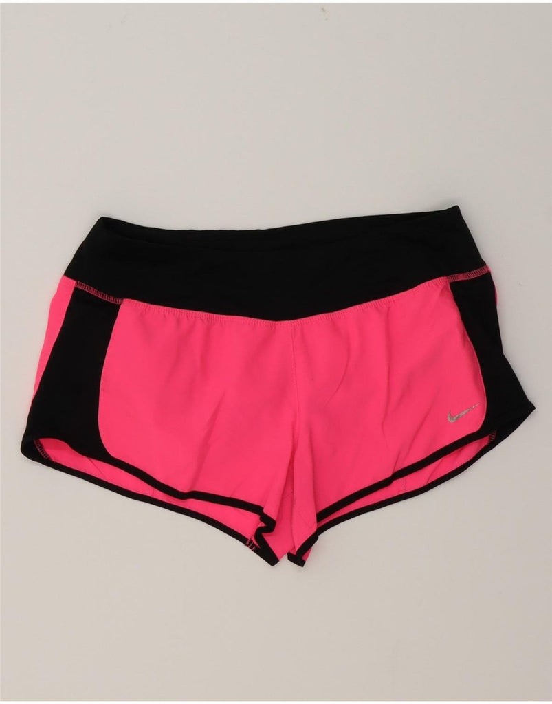NIKE Womens Dri Fit Sport Shorts UK 14 Medium  Pink Colourblock Polyester Vintage Nike and Second-Hand Nike from Messina Hembry 