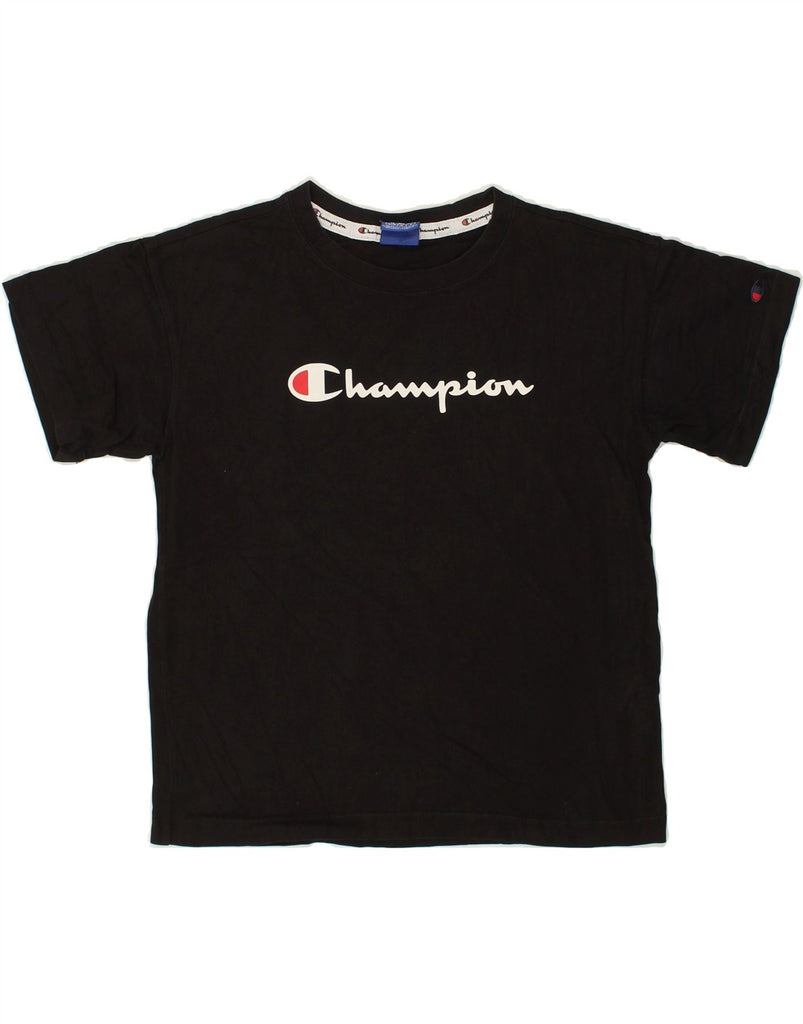 CHAMPION Womens Graphic T-Shirt Top UK 14 Medium Black Cotton | Vintage Champion | Thrift | Second-Hand Champion | Used Clothing | Messina Hembry 