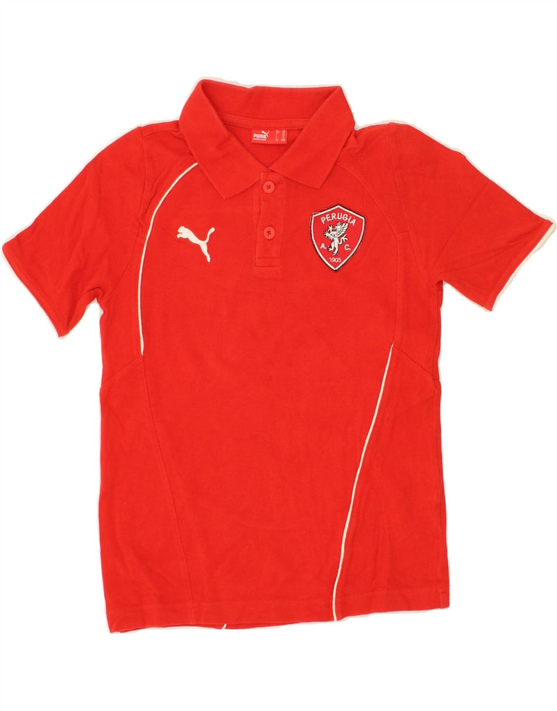 PUMA Boys Perugia Graphic Polo Shirt 9-10 Years Red Cotton | Vintage Puma | Thrift | Second-Hand Puma | Used Clothing | Messina Hembry 