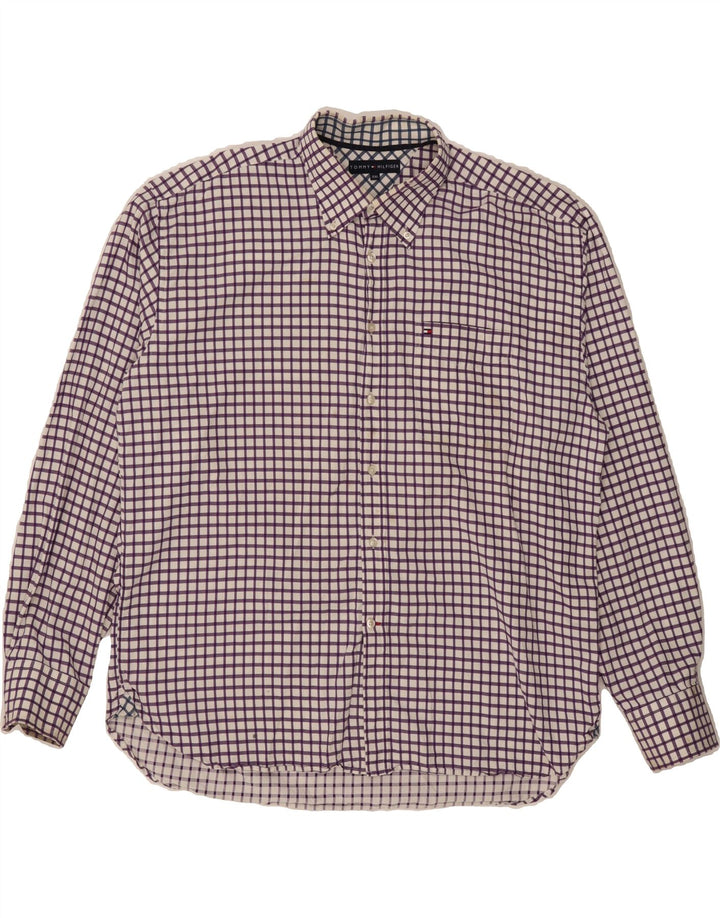 TOMMY HILFIGER Mens Shirt 2XL Purple Check Cotton Vintage Tommy Hilfiger and Second-Hand Tommy Hilfiger from Messina Hembry 