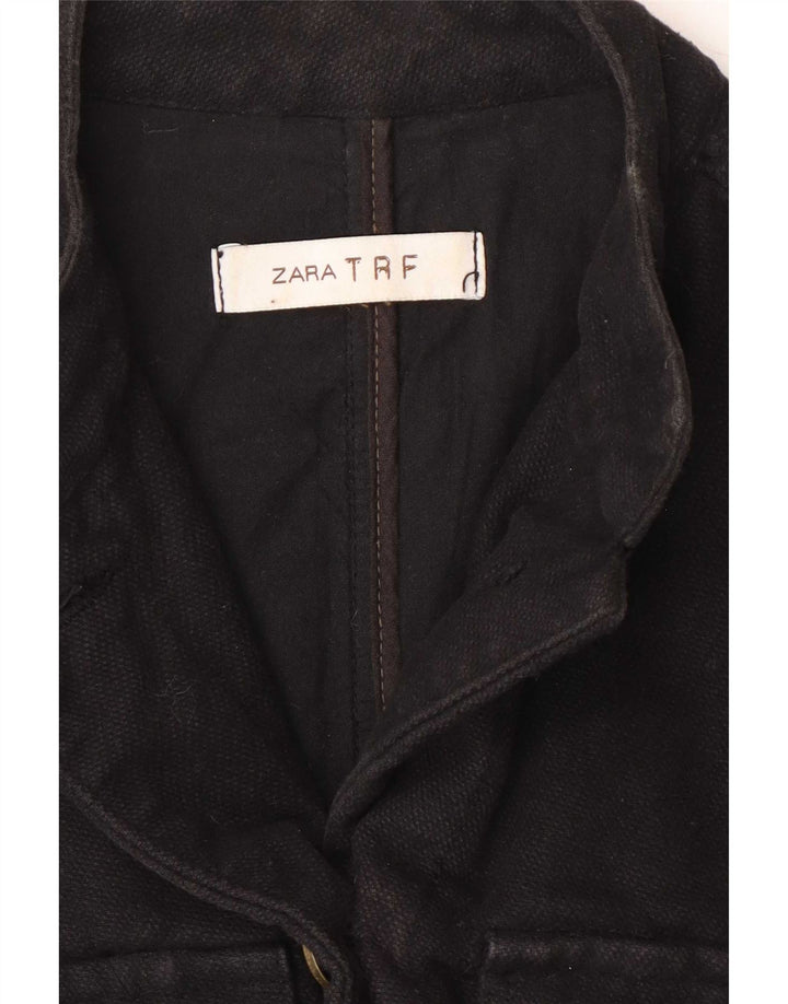 Zara Womens Trafaluc Utility Jacket UK 14 Medium Black Cotton