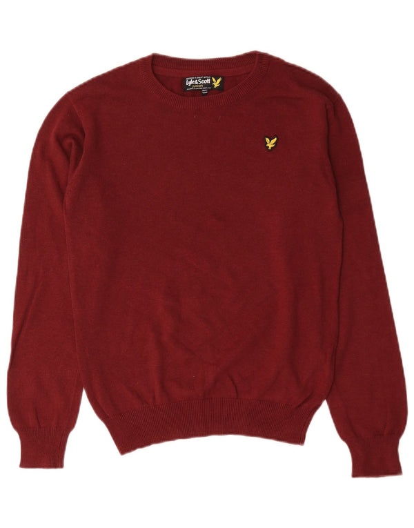 Lyle & Scott Boys Crew Neck Jumper Sweater 10-11 Years Burgundy Cotton