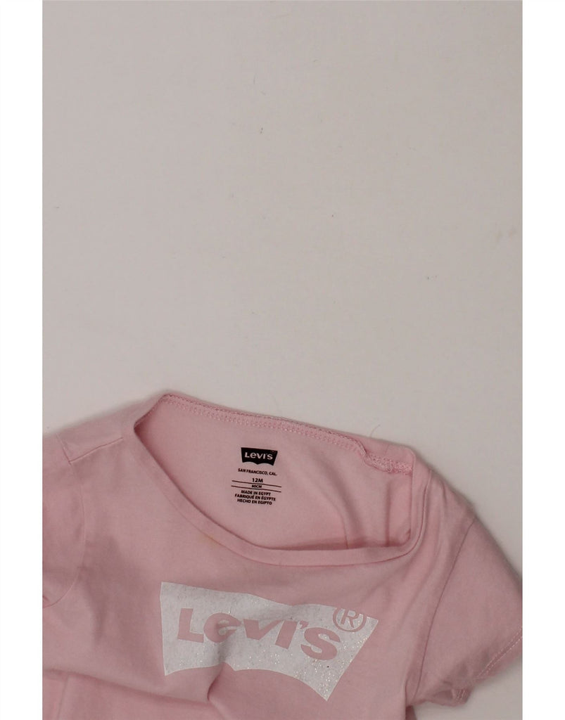 LEVI'S Baby Girls Graphic T-Shirt Top 9-12 Months Pink Cotton Vintage Levi's and Second-Hand Levi's from Messina Hembry 