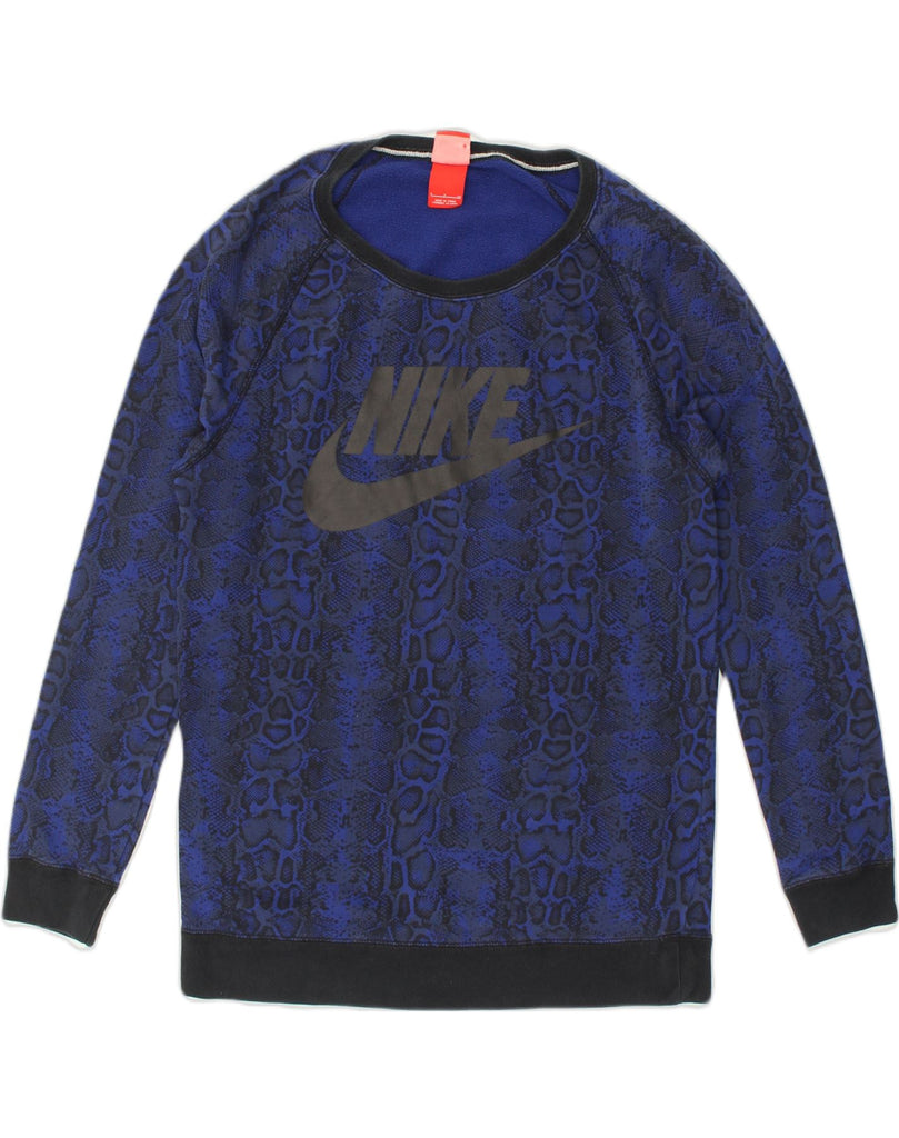 NIKE Mens Graphic Sweatshirt Jumper Small Navy Blue Animal Print Cotton | Vintage Nike | Thrift | Second-Hand Nike | Used Clothing | Messina Hembry 