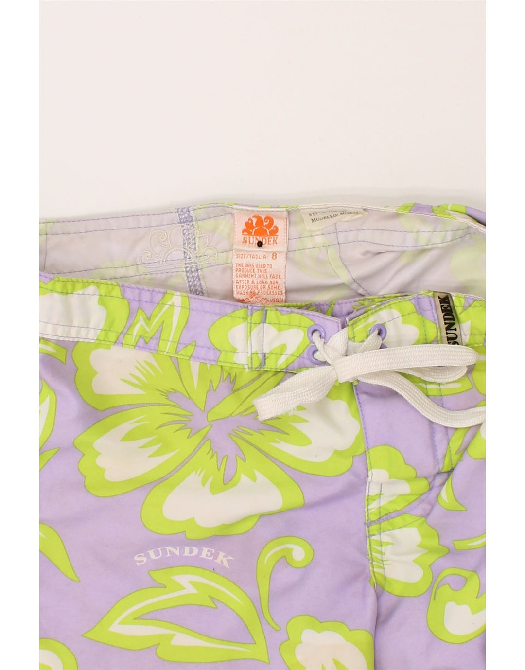 SUNDEK Boys Swimming Shorts 7-8 Years Purple Floral Polyester Vintage Sundek and Second-Hand Sundek from Messina Hembry 