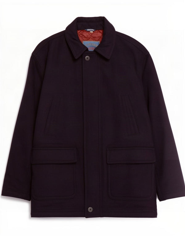 Faciba Mens Classic Fit Overcoat IT 56 3XL Navy Blue Wool