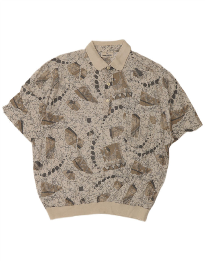 Malagrida Mens Abstract Pattern Short Sleeve Pullover Shirt XL Grey Viscose