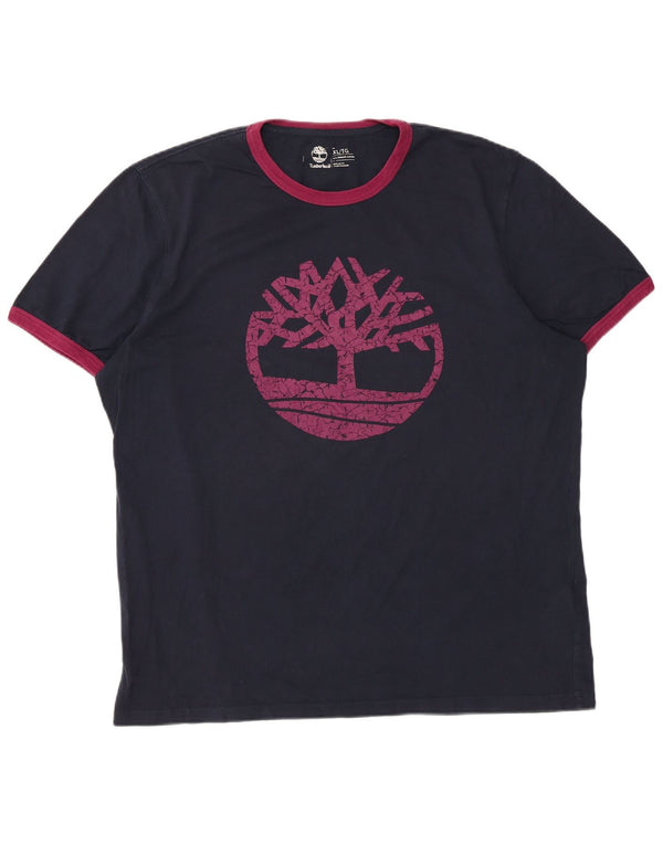 Timberland Mens Regular Fit Graphic T-Shirt Top XL Navy Blue Colourblock