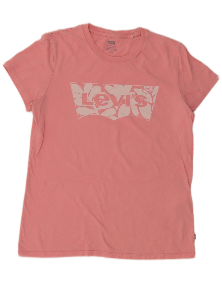 Levi's Womens Graphic T-Shirt Top UK 12 Medium Pink Cotton