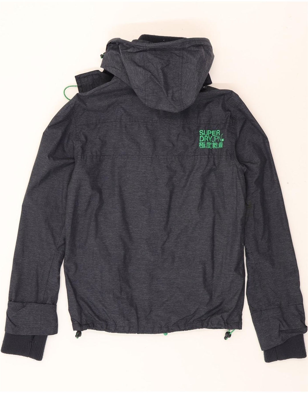SUPERDRY Mens Windcheater Hooded Rain Jacket UK 36 Small Navy Blue Nylon Vintage Superdry and Second-Hand Superdry from Messina Hembry 