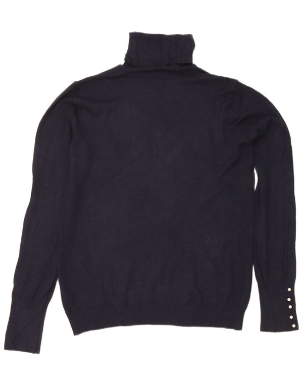 Zara Womens Roll Neck Jumper Sweater UK 18 XL Navy Blue Viscose