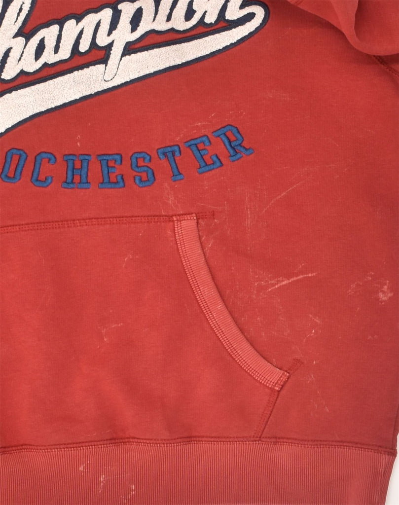 CHAMPION Mens Rochester Graphic Hoodie Jumper Medium Red Cotton | Vintage Champion | Thrift | Second-Hand Champion | Used Clothing | Messina Hembry 