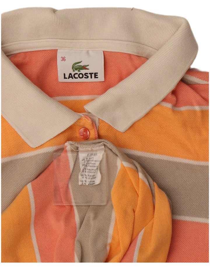 Lacoste Womens Polo Shirt Size 36 Small Multicoloured Striped Cotton