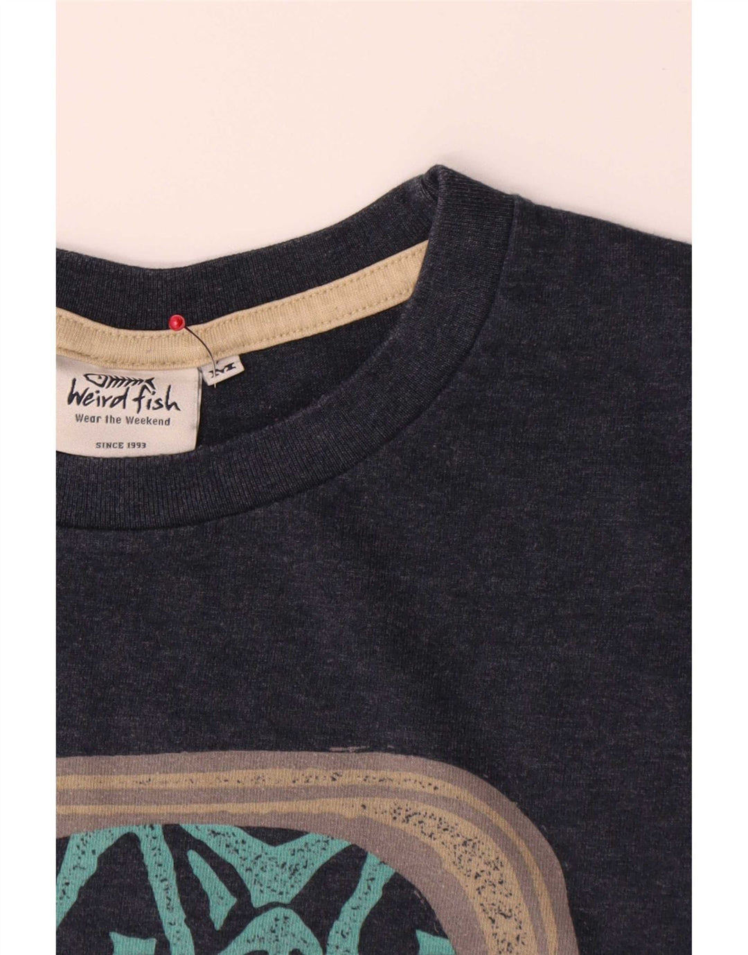 Weird Fish Mens Graphic T-Shirt Top Medium Navy Blue Cotton