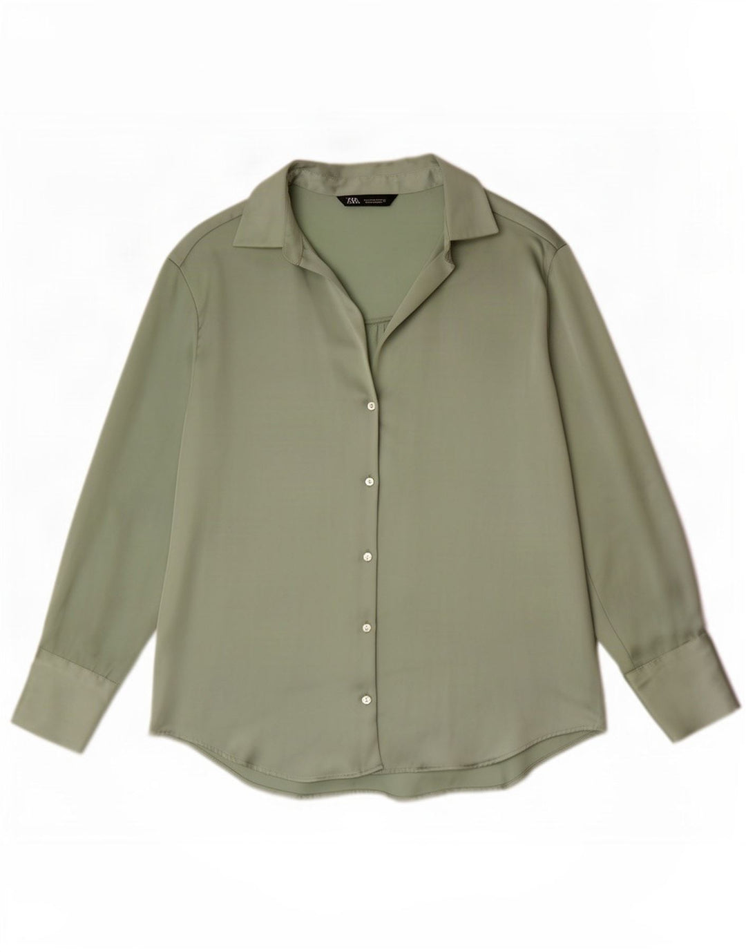 Zara Womens Shirt Blouse UK 14 Medium Green