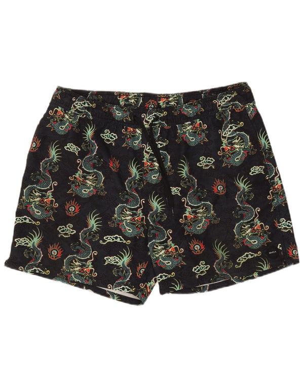 RVCA Mens Abstract Pattern Swimming Shorts XL  Black Fair Isle Polyester