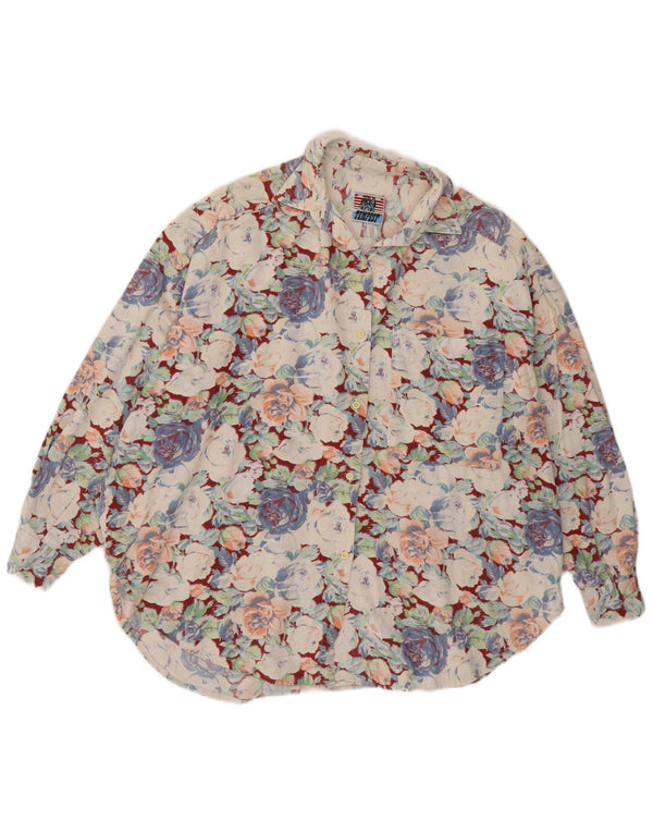 Vintage Womens Corduroy Shirt Blouse UK 20 2XL Multicoloured Floral